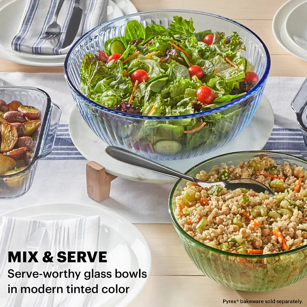 Colors Sculpted Tinted Dreams mixing bowls with text mix &amp; serve serve-worthy glass bowls in modern tinted color