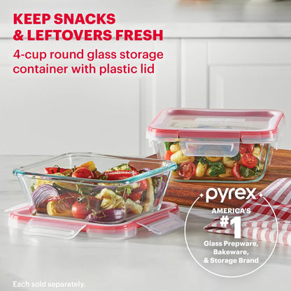 Freshlock 4 cup Square Storage with text Pyrex Americas #1 glass prep & bakeware & storage brand