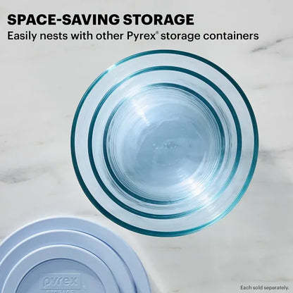 Pyrex Colors Blue storage with text space saving storage easily nests with other Pyrex storage containerse
