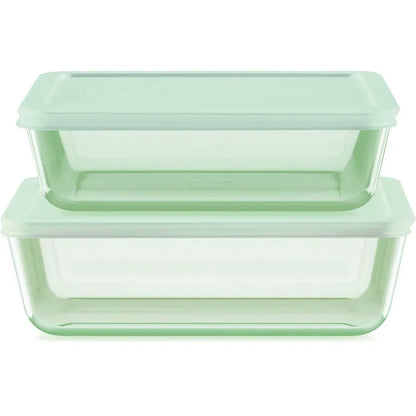 Simply Store® Tinted 4-piece Rectangle Storage Set with Green Plastic Lids