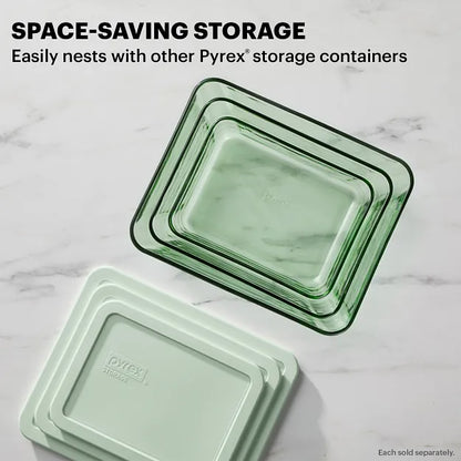 Simply Store® Tinted 4-piece Rectangle Storage Set with Green Plastic Lids with text Space-Saving Storage