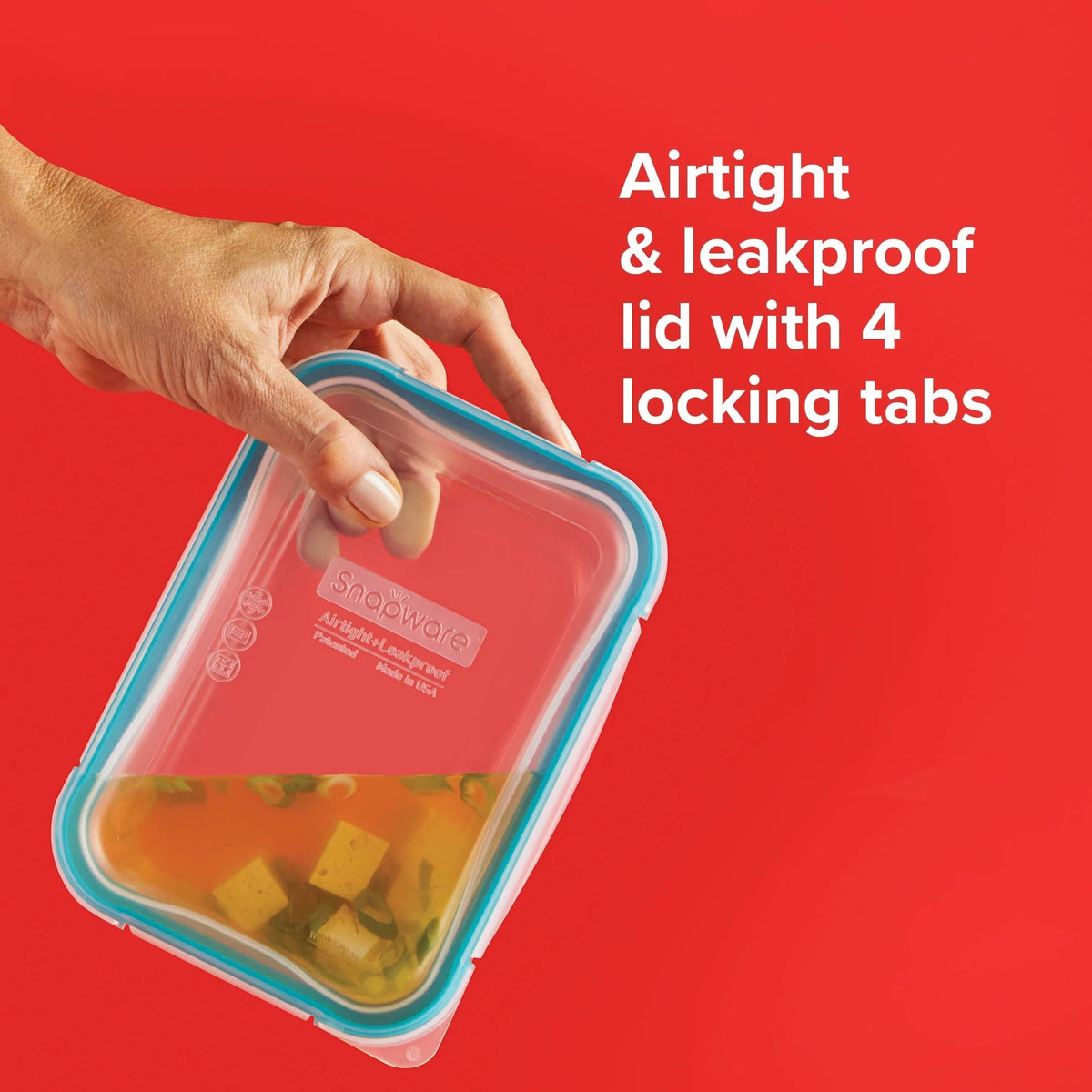 Total Solution Pyrex Glass storage with text airtight &amp; leakproof lid with 4 locking tabs