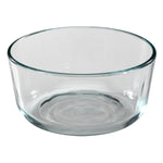 Clear glass bowl on a white background